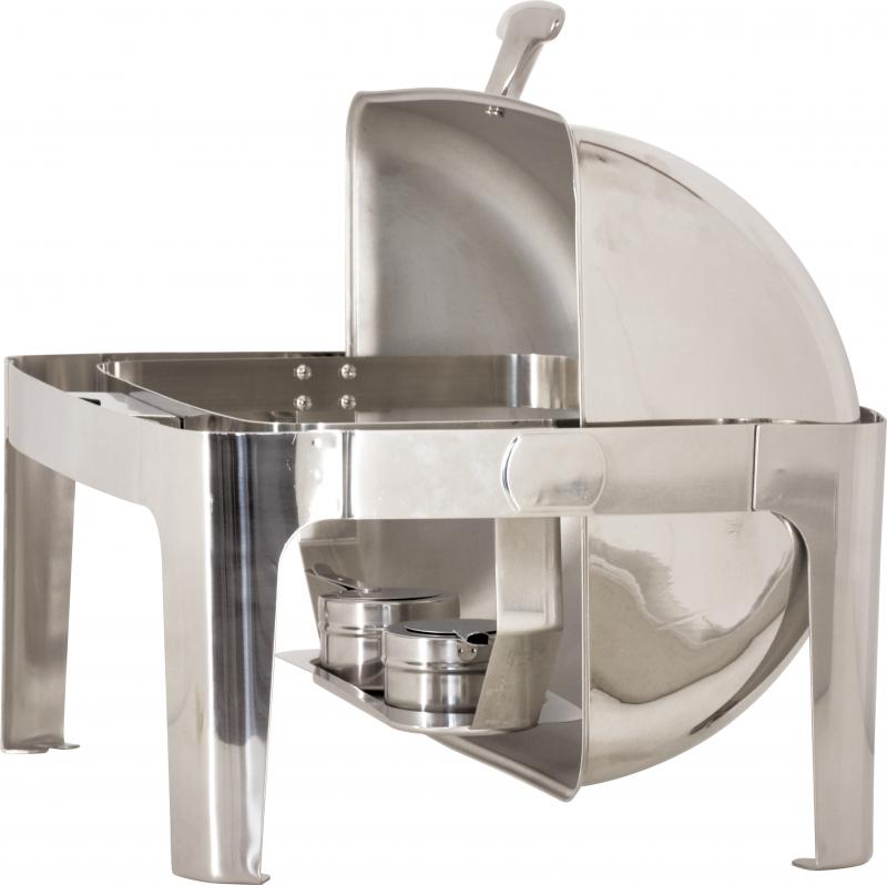 9 L / 9.5 QT Stainless Steel Round Chafing Dish with Roll Top Cover